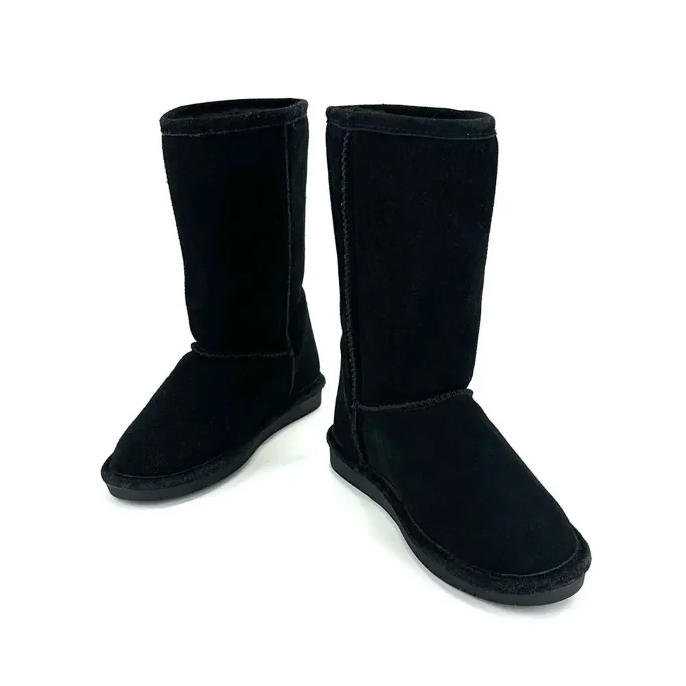 Bearpaw Emma Girls Black Winter Boot Size 4 Suede Waterproof Wool Lining Comfort